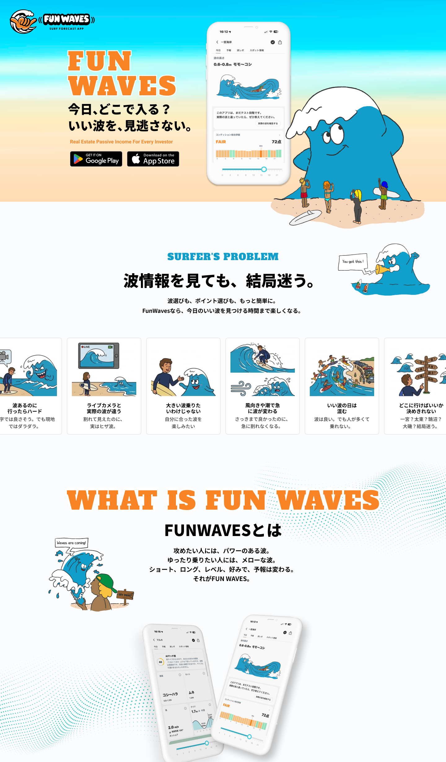 FUN WAVES 公式ガイド — サーファーの課題とアプリの特長